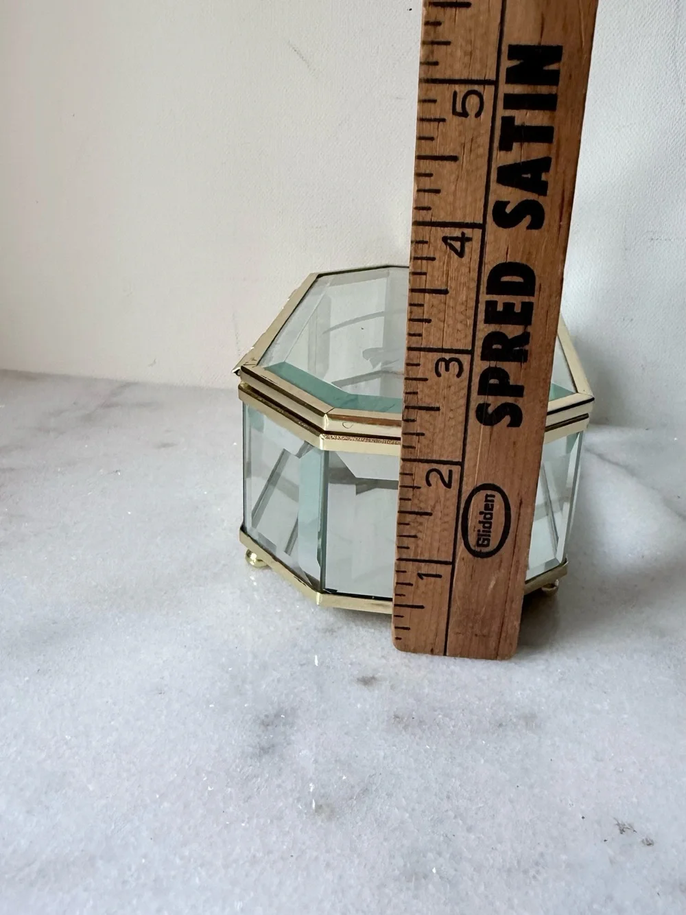 Glass and Brass Display Jewelry Case - Gold Finish, vintage
